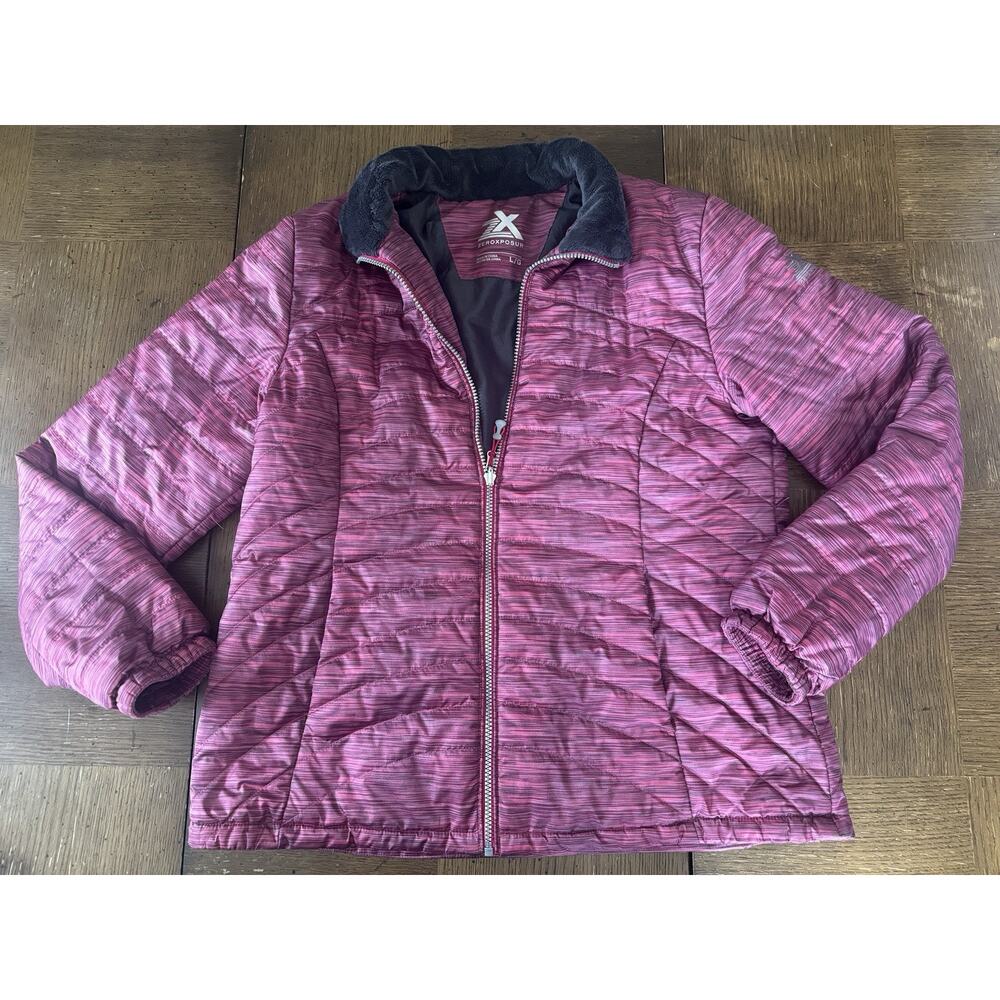 ZeroXposur Women’s Magenta Grey Black Lightweight Zip Up Puffer Coat Size L